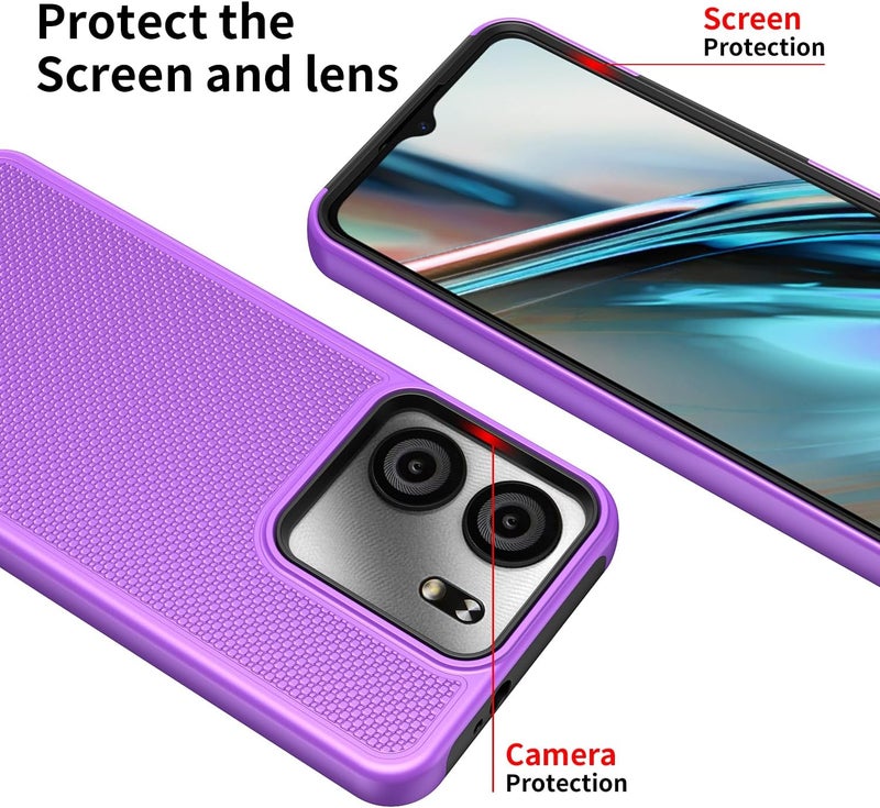 Mocotto for BLU View 5 Phone Case with Tempered Glass Screen Protector,Dual Layer Heavy Duty Shockproof Protection Phone Case Cover for BLU View 5 (Purple) - Image 2